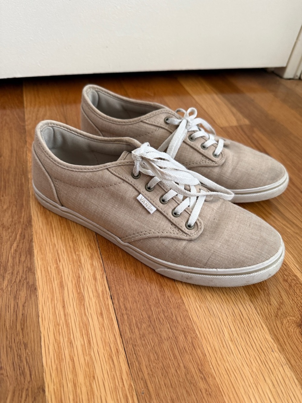 Vans Tan Canvas Low-Top Sneakers with White Sole